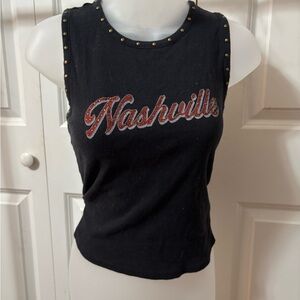 Forever 21 Black Embellished Muscle Tee